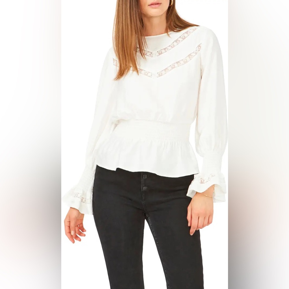 1.STATE SMOCKED DETAIL LACE INSET TOP ❤️IN STORES❤️